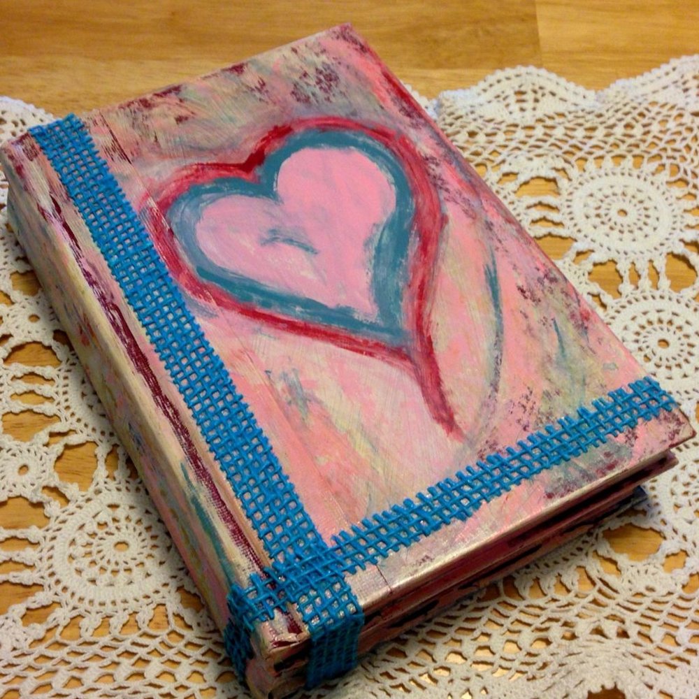Handpainted Heart Book decor